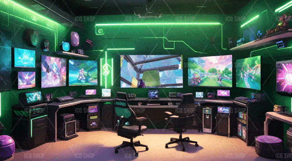 Emerald Green VTuber Gaming Room