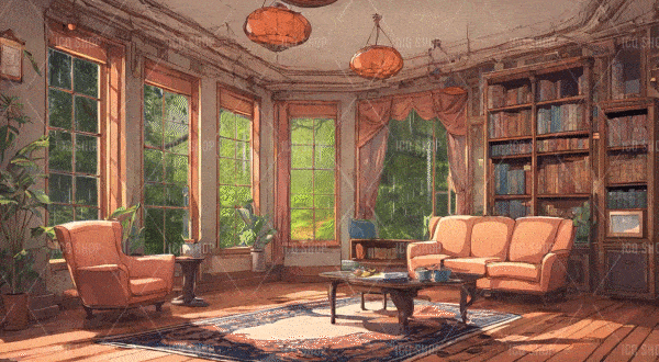 Cozy Rain: Living Room VTuber Background