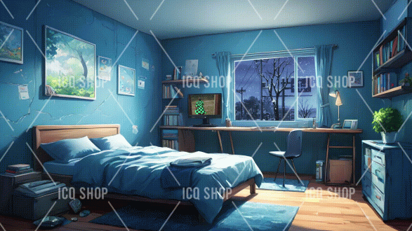 Winter Blues: Cozy Bedroom VTuber Background