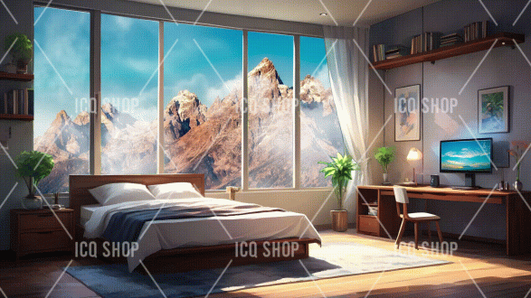 Majestic Mountain Bedroom Scene