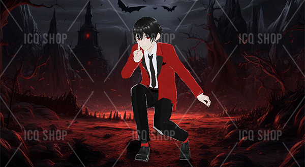 Anime Boy - Red And Black Suit - Image 2