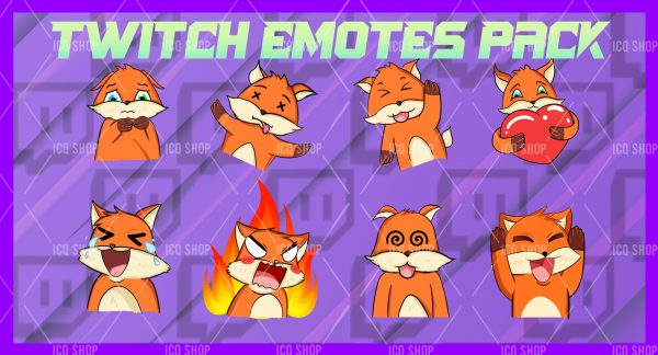 Charming Fox Chibi Emotes Pack: 8 Playful Reactions