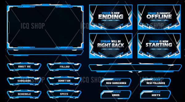 Blue Tech Stream Overlay Pack