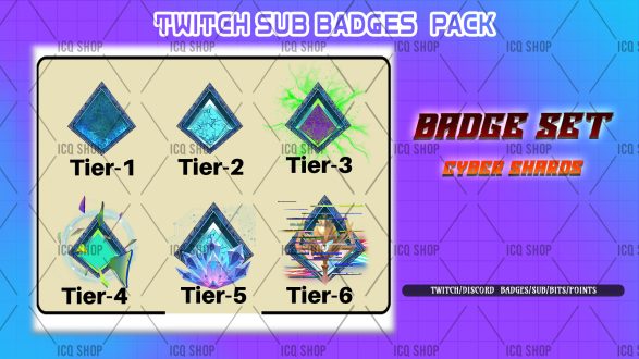 Neon Cyber Shards – Badges Set