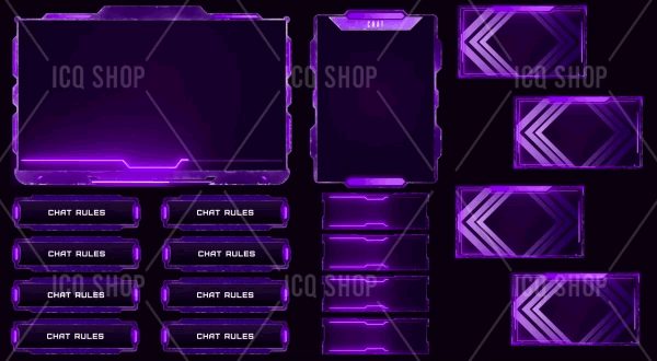 Purple-Neon-Animated Overlay Set